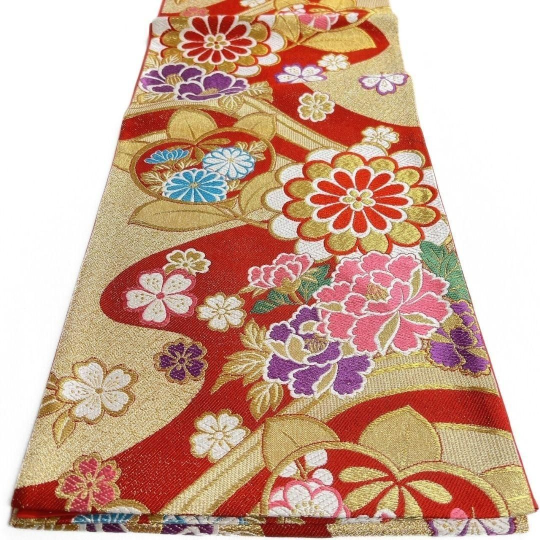 モール　唐織　椿　菊花　松　袋帯　振袖帯　着物　023a p モール 唐織 椿 菊花 松 袋帯 振袖帯 着物 023a p - メルカリ