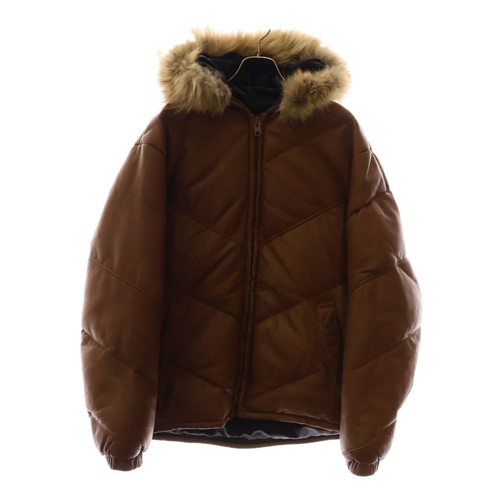 SCHOTT (ショット) ファー付き フーデット レザー ダウンジャケット 