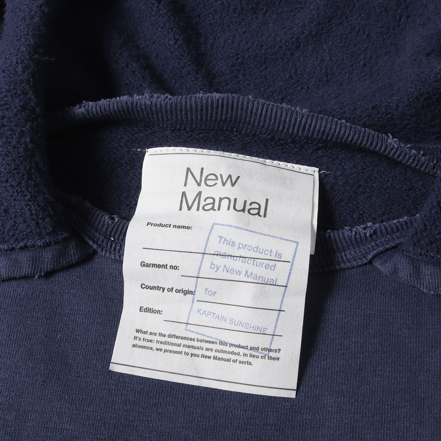 美品】New Manual ニューマニュアル パーカー ネイビー サイズ:FREE