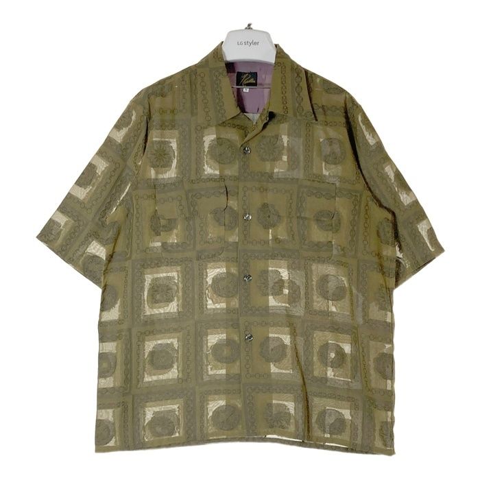 Needles ニードルズ MR135 S|S Classic Shirt Chain Bandana 半袖クラシックシャツ チェーンバンダナ柄 ジャガード織 ブラウン sizeM