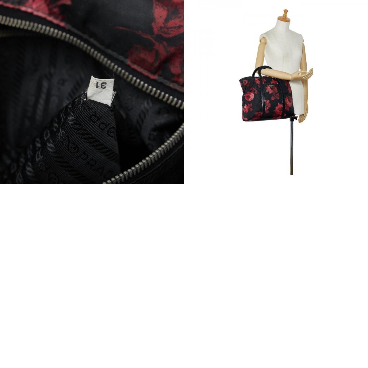 PRADA 三角ロゴ 花柄 レザーフラワー ナイロン ミニハンドバッグ PRADA 三角ロゴ 花柄 レザーフラワー ナイロン ミニハンドバッグ