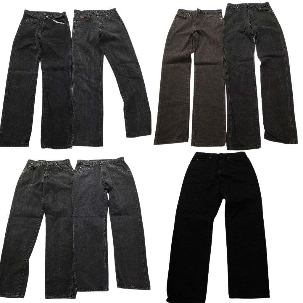 古着卸 まとめ売り Wrangler ラングラー デニム パンツ 7枚セット (メンズ 33 /32 /30 /29 ) カラー ブラックデニム ブランドロゴ MS4767