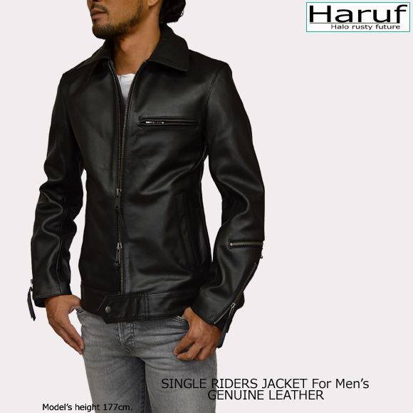 genuine lether 本皮レザージャケット Haruf レザージャケット メンズ 本革 フード付き レザー