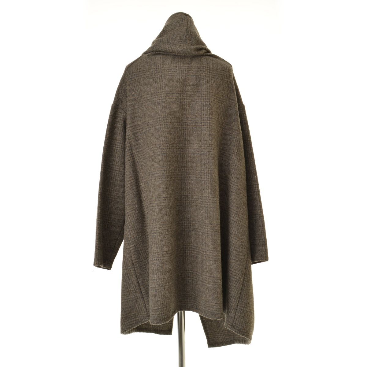 mizuiro-ind】グレンチェック ショールガウンウールコート