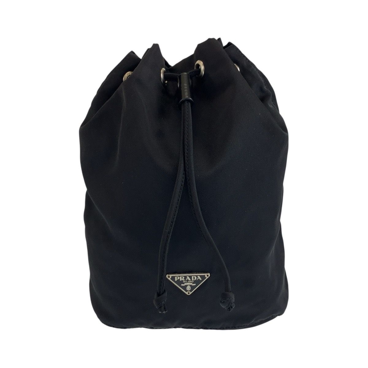 美品 PRADA プラダ ポーチ 三角プレート テスート 白タグ ブラック 美品 PRADA プラダ テスート 三角ロゴプレート ブラック 黒