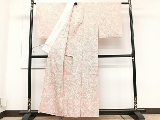 平和屋着物▽本塩沢 訪問着 単衣 枝葉文 正絹 逸品 DAAS0151az