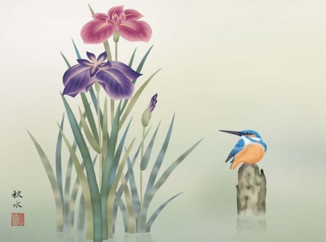種類2：f6 額絵 浮田秋水 菖蒲 f8・f6・f4サイズ 現代日本画シリーズ