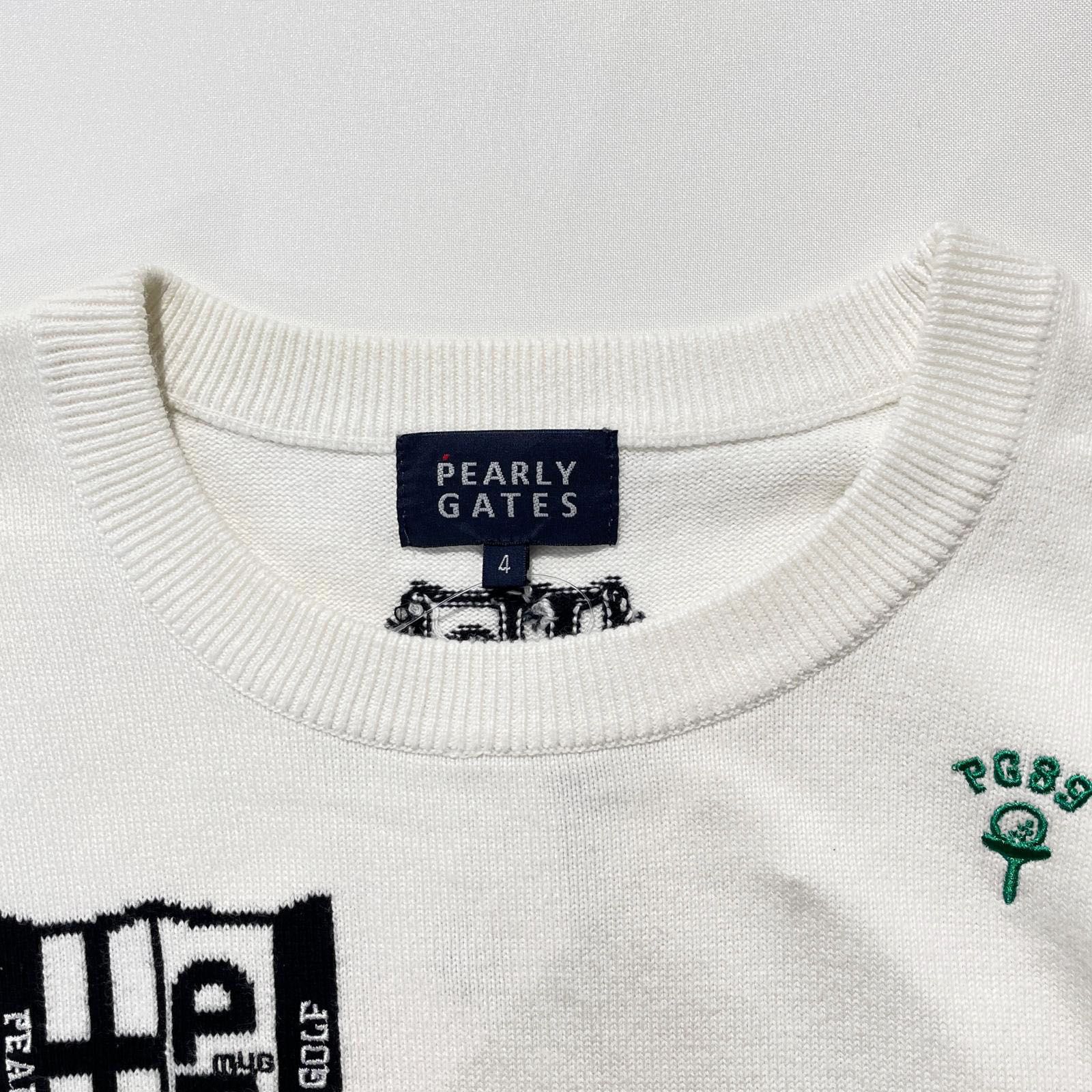メンズ パーリーゲイツ PEARLY GATES セーター 4 M ホワイト クルーネック 長袖 ニット LLC-HASEGAWATOSO_COM