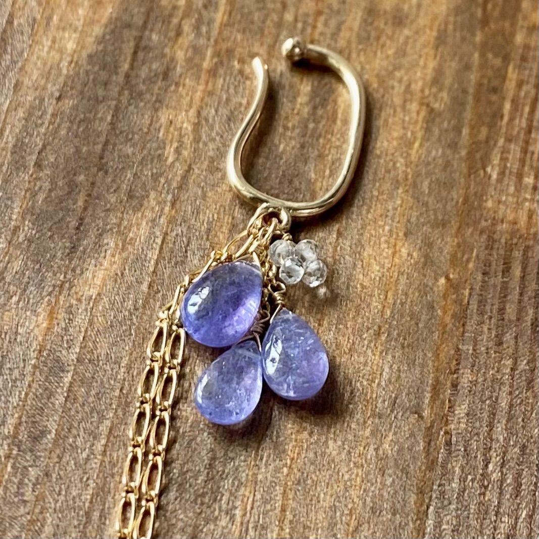 ダブレットストーン カラフル 4本爪ピアス 14kgf