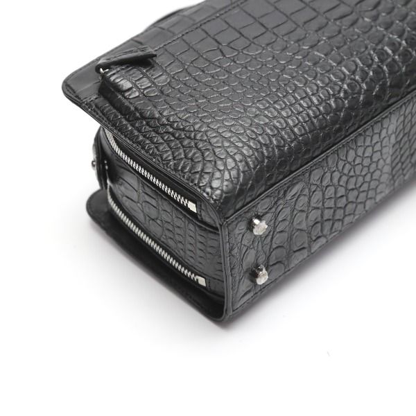 クロコダイル Y.T-0001 セカンドバッグ ブラック CROCODILE Wファスナー