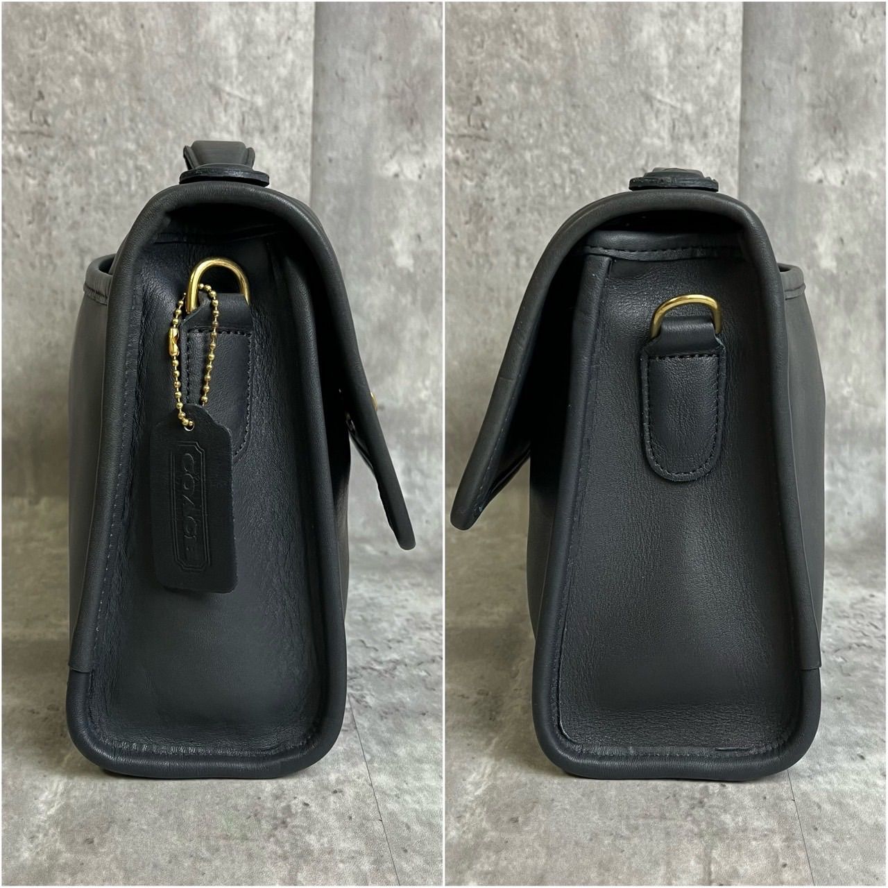 ✨良品✨ OLD COACH オールドコーチ 2way コートバッグ ショルダーバッグ ハンドバッグ ターンロック ゴールド金具 チャーム ロゴ型押し  グラブタンレザー 肩掛け 斜め掛け レディース ダークネイビー 紺色 - メルカリ