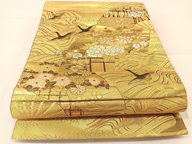 平和屋着物◎両面 六通柄袋帯 唐織 渡良瀬 金銀糸 正絹 逸品