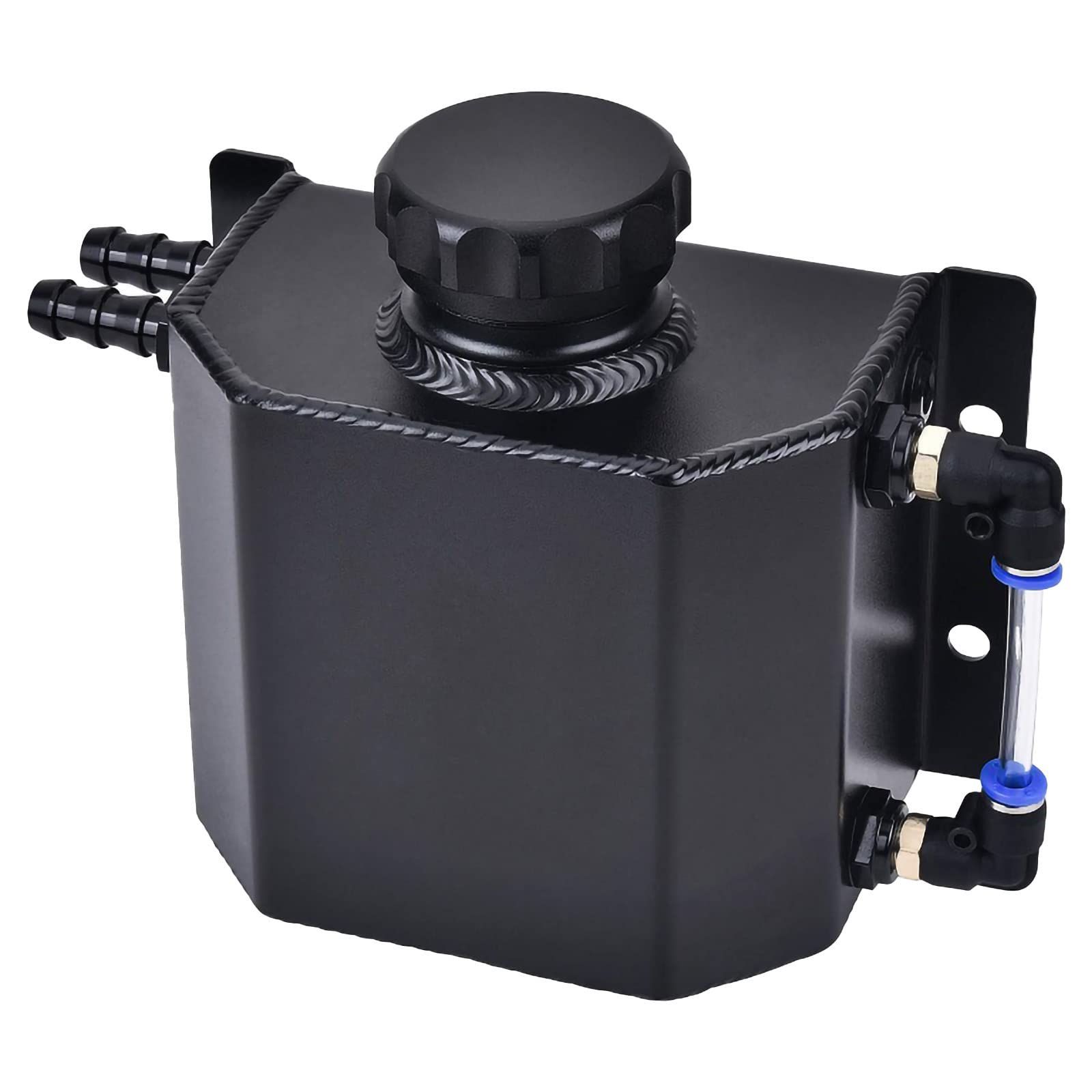 【新着商品】TOMIRE アルミ オイルキャッチ 車 タンク 1000ml １L ラジエーター クーラント リザーブ オーバーフロー 汎用 拡張 合金 カスタム AE JZX FD ブラック 黒