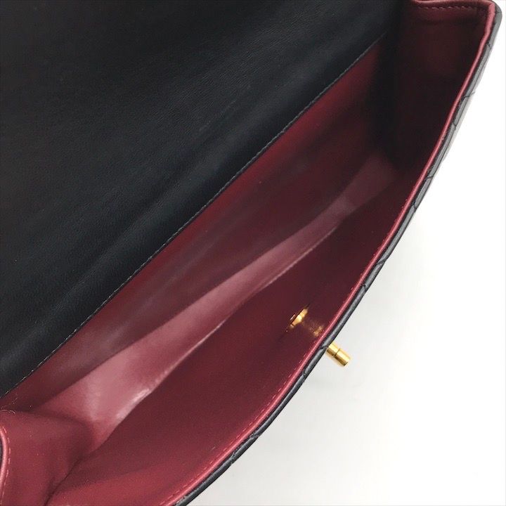 シャネルラムスキンマトラッセココマークバッグ 美品 CHANEL シャネル ココマーク マトラッセ ターンロック