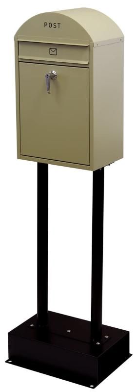 MOJYU スタンドポスト Geremia イエローベージュ|ブラック SDM-055 ポスト 郵便ポスト メールボックス おしゃれ 郵便受け 宅配ボックス 北欧風 鍵付き 自立 スタンド ハイタイプ