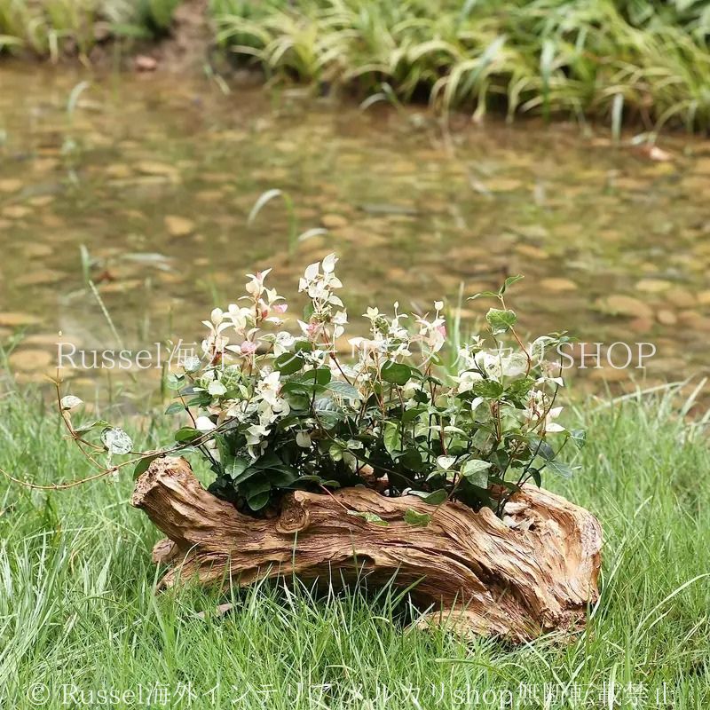 プランター ヴィンテージ調 流木スタイル 樹脂 レジン 排水穴付き 多肉植物 寄せ植え フラワーポット ガーデニング 雑貨 ガーデン雑貨 ガーデンインテリア ガーデン インテリア 庭の装飾 お洒落 おしゃれ 4-7