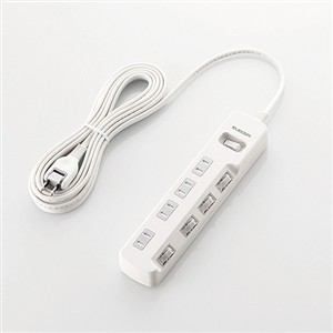 【新品・2営業日で発送】ELECOM エレコム 雷ガードタップ／一括＆個別スイッチ／4個口／5m／ホワイト T-K8A-2450WH(T-K8A-2450WH)