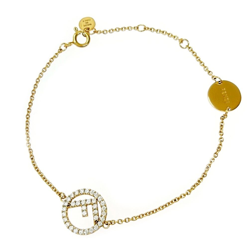 中古】FENDI フェンディ GP ラインストーン エフイズ ブレスレット