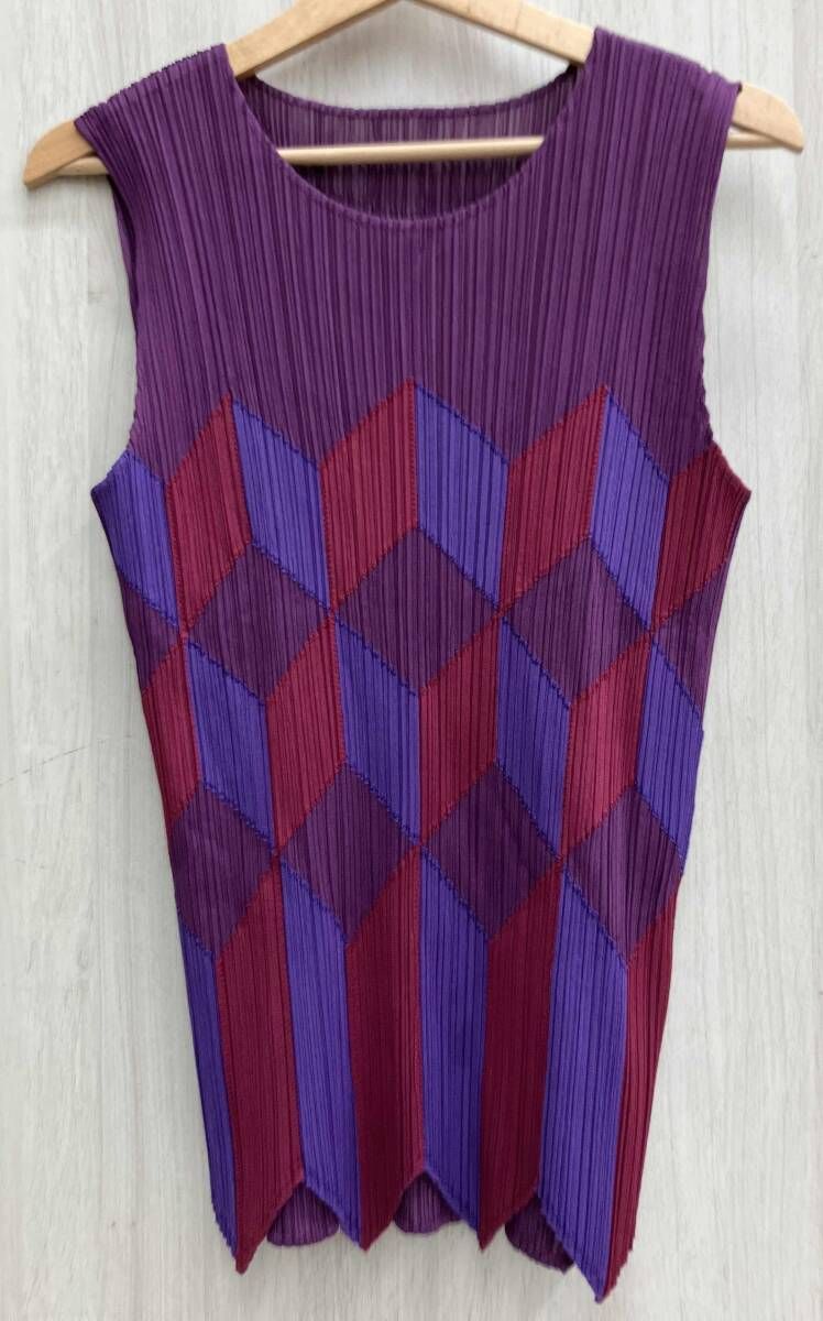 PLEATS PLEASE プリーツプリーズ ノースリーブカットソー PP73-JK661 パープル系 レディース サイズ3