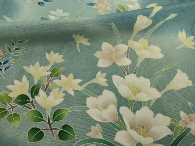 平和屋着物○本加賀友禅作家 南克治 訪問着 草花文 正絹 逸品