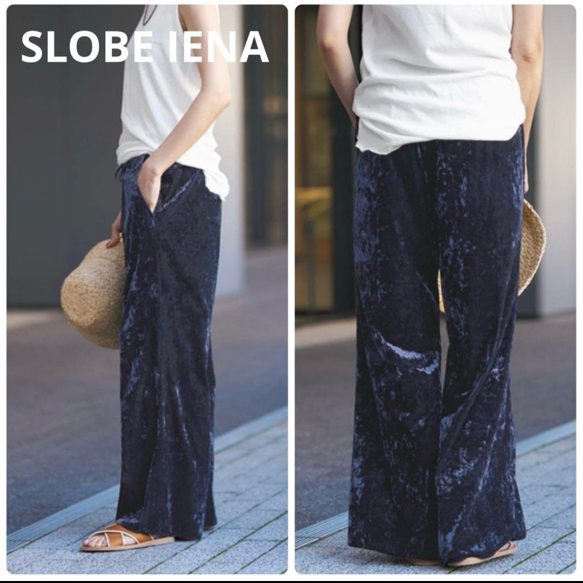 SLOBE IENA スローブイエナ velvet pants 2025モデル ベルベット ワイド イージーパンツ ウエストゴム ブラック 黒 フリーサイズ ＊フォロー割対象品 5%offさせて頂きます