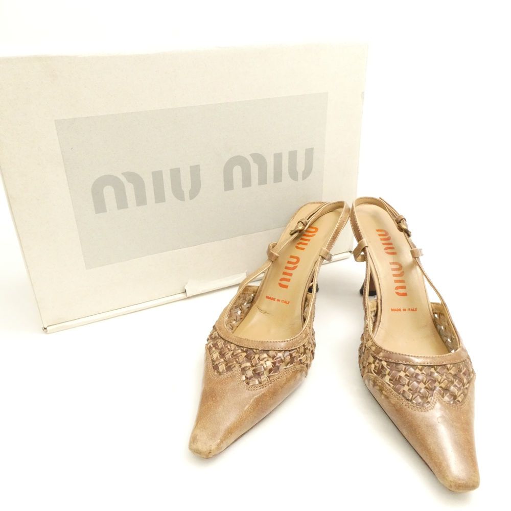miumiu ミュウミュウ パンプス 35 1/2 22.5cm相当 レザー キトンヒール  