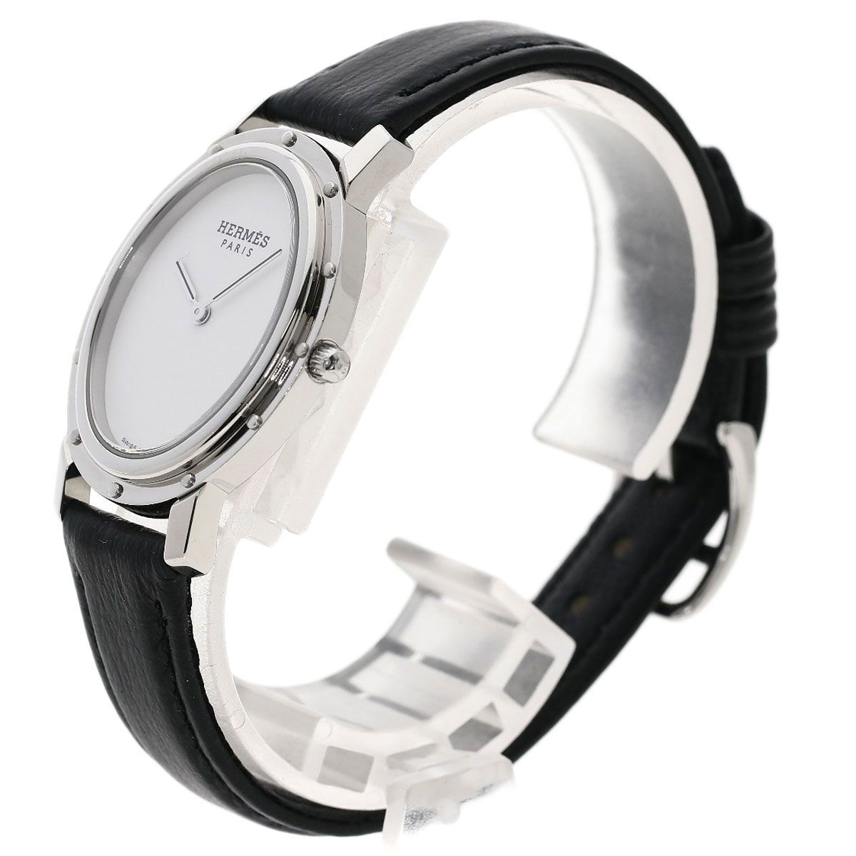 HERMES エルメス CO1.510 クリッパー オーバル 腕時計 SS 革  