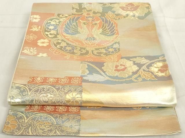 平和屋着物◎六通柄袋帯 鳳凰更紗花文 金銀糸 正絹 逸品 平和屋着物 