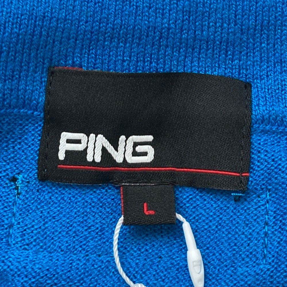 サイズ：L PING ピン  ウール混 長袖ニットセーター  ブルー系 [240101415040] ゴルフウェア レディース ストスト サイズ：L PING ピン ウール混 長袖ニットセーター ブルー系
