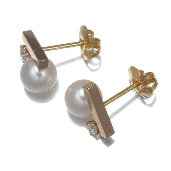 TASAKI タサキ ピアス パール 真珠 7.0mm ダイヤ ダイヤモンド 0.05ct  