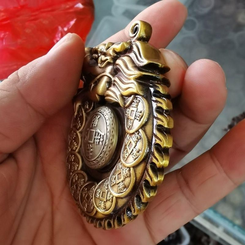 銅器 竜形手把件 招財進宝 時来運転 開運 装飾品 工芸品 置物