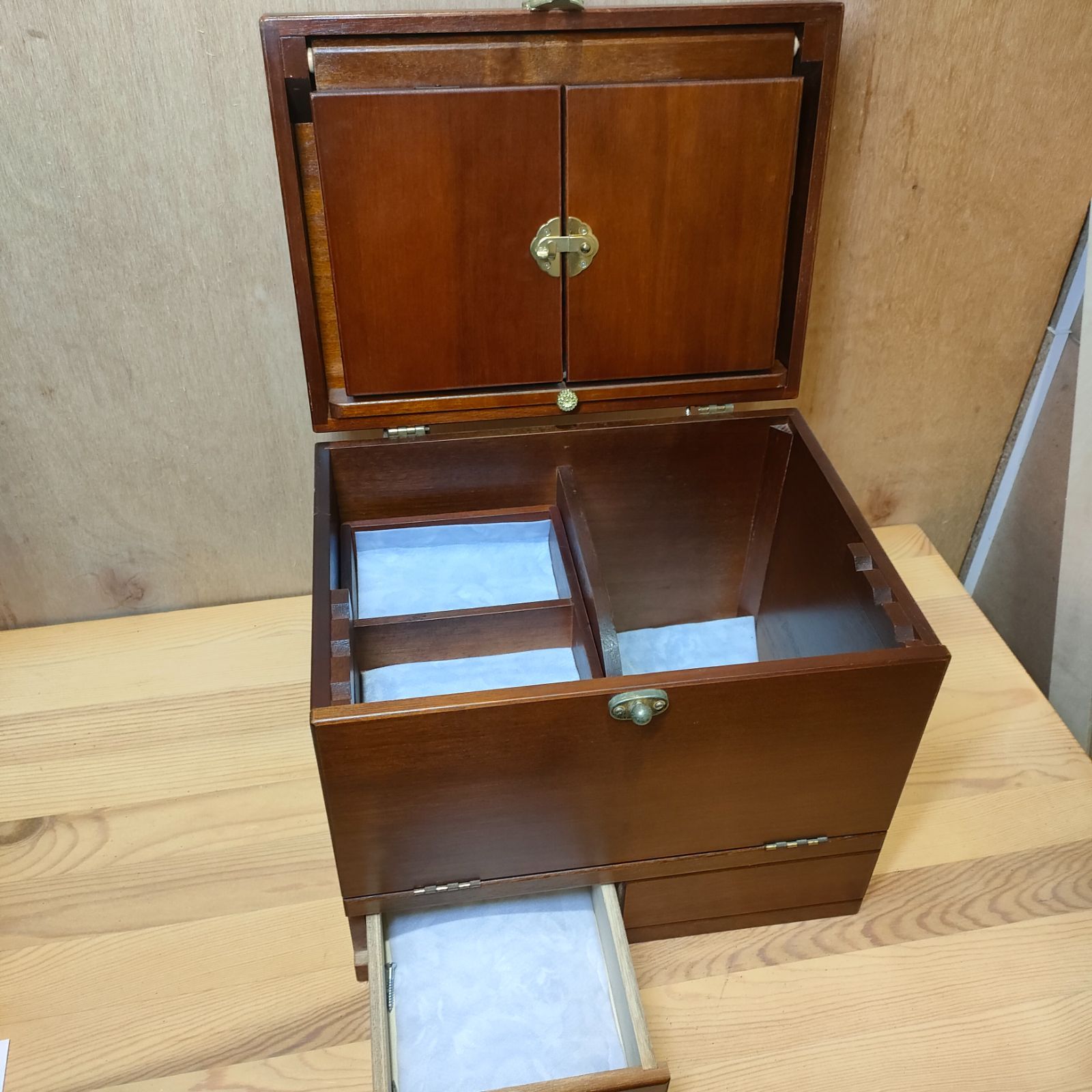 ジュエリーボックス メイクボックス 木製 アンティーク 美品 メイク 