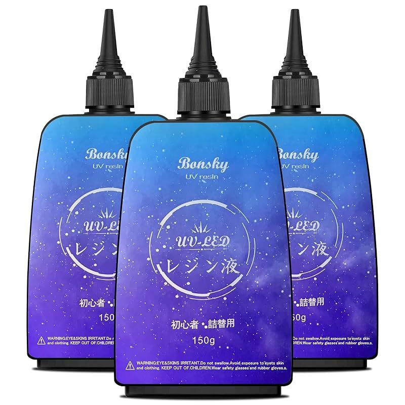 Bonsky レジン液 UVレジン液 450g 初心者詰替用 大容量 UV/LED対応 レジン液 高い透明 大容量 ハードタイプ成形 低アレルギー性UVレジン液DIY手作り装飾急速に硬化 0