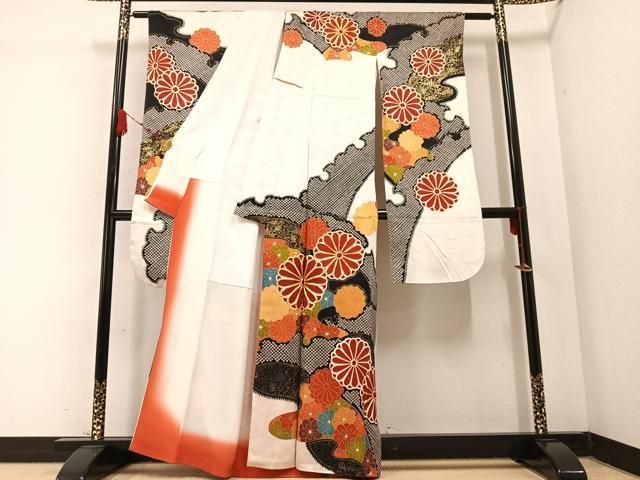 平和屋着物●豪華振袖　駒刺繍　雪輪花文　金彩　正絹　逸品　AABC0621ph 平和屋着物○豪華振袖 駒刺繍 雪輪花文 金彩 正絹 逸品 AABC0621ph