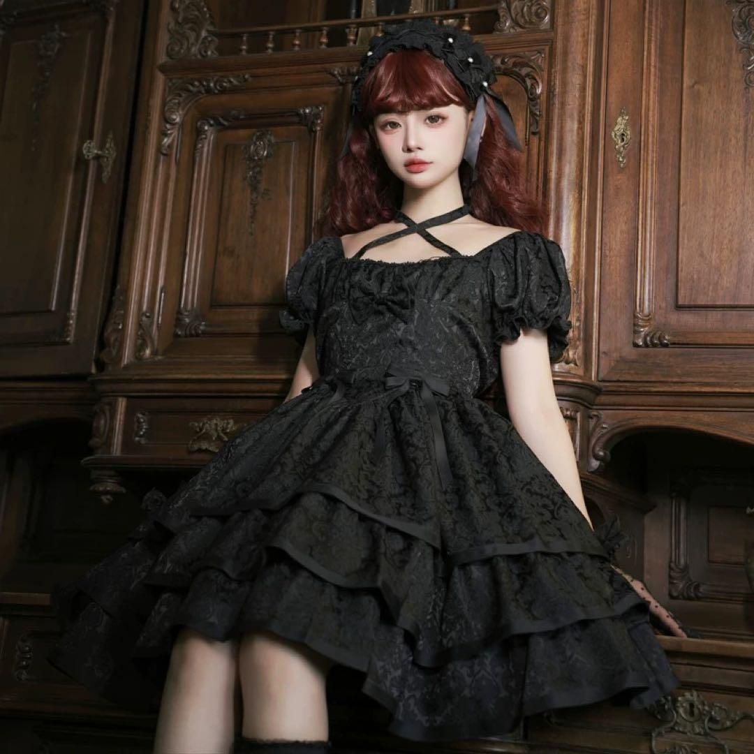 ロリータ 黒フリルワンピース