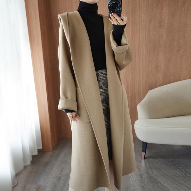 ベルテッドコート コート ベルト付き フード付き エレガント 長袖