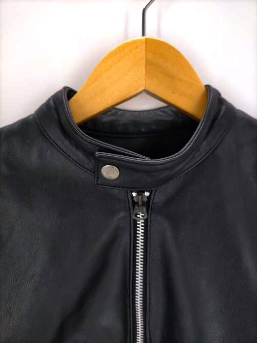 SQUADRON レザージャケット プルオーバー ハーフジップ ブラック 36