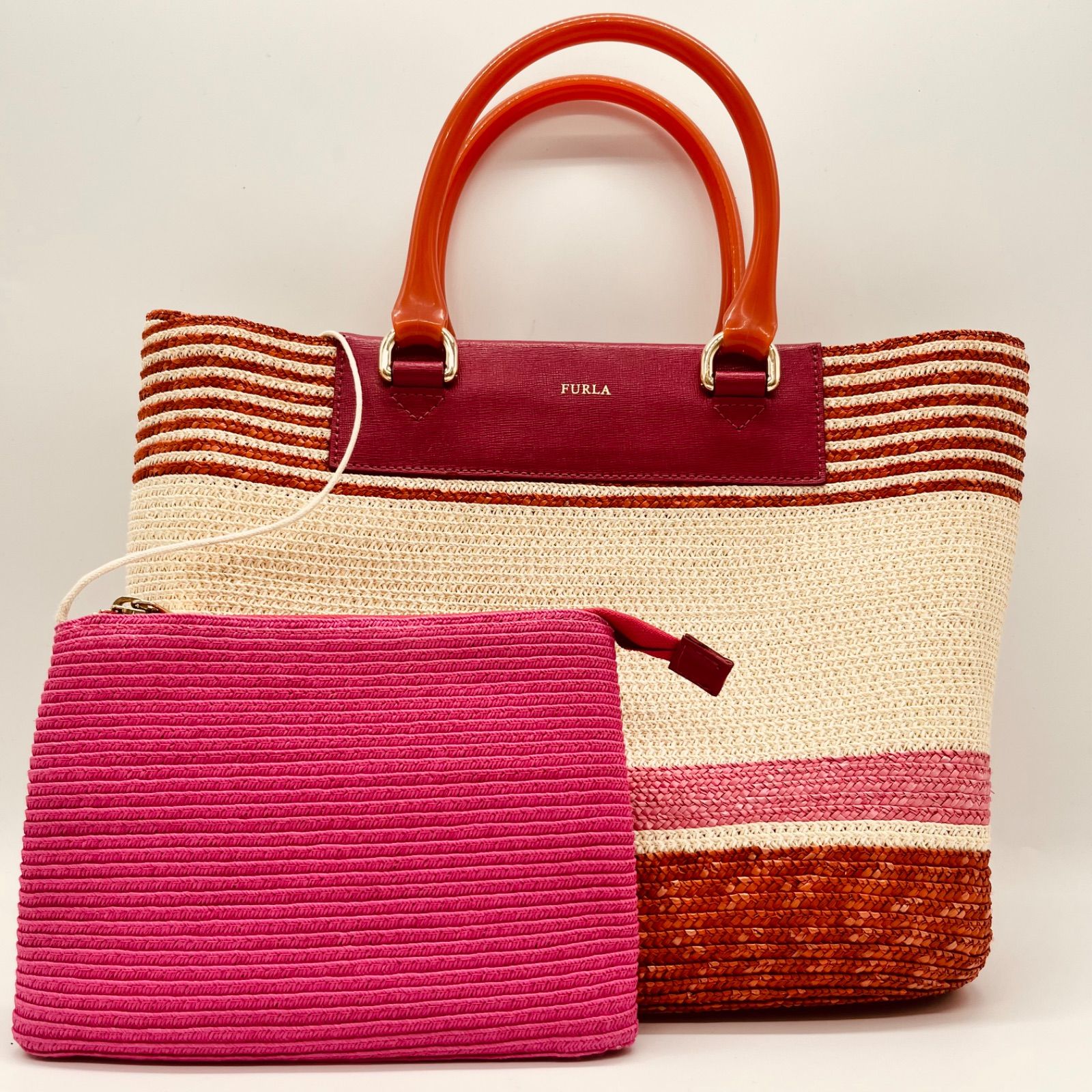 FURLA フルラ】かごバッグ＆ポーチセット - メルカリ