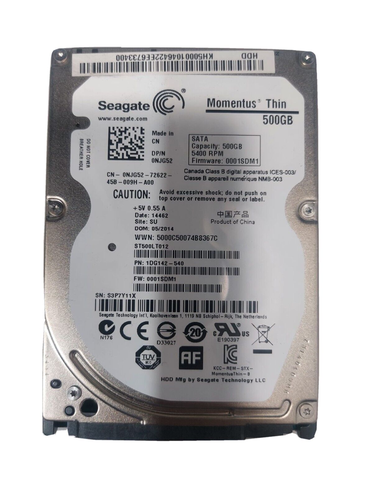 512セクター TOSHIBA HDD 東芝 2.5 ハードディスク MK5076GSX 5400RPM