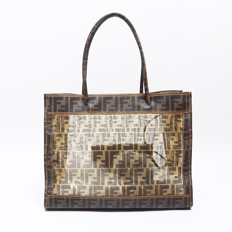 フェンディ FENDI メッシュ ポーチ付き ズッカ トートバッグ