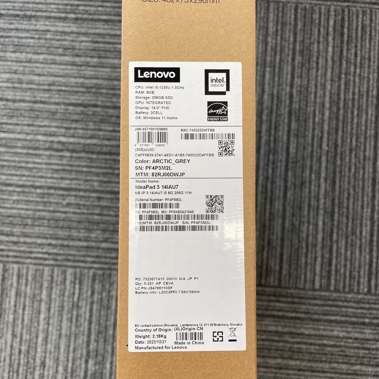 Lenovo IdeaPad 3 14IAU7 82RJ00DWJP ARCTIC_GREY レノボ ノート