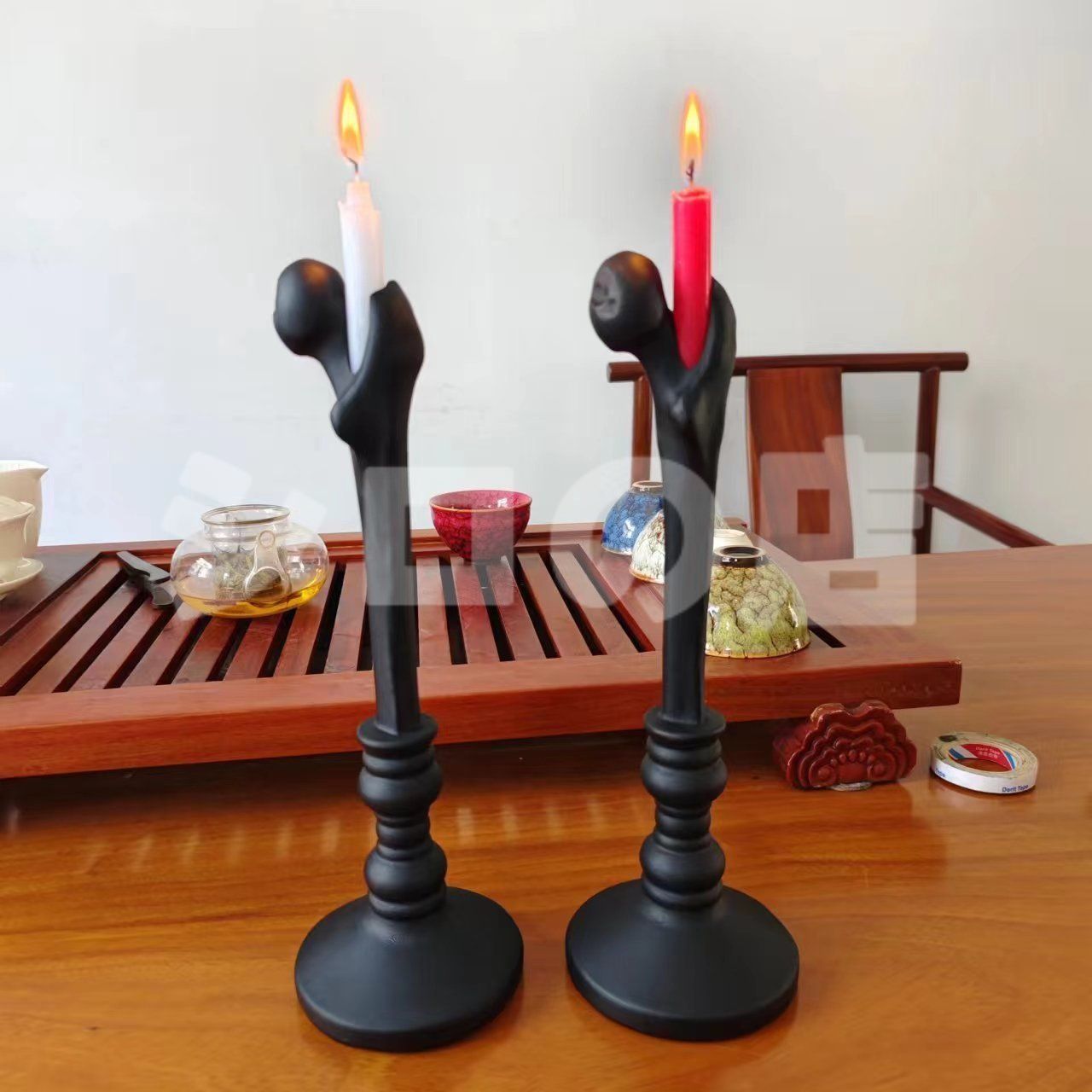 キャンドルホルダー キャンドル ホルダー 黒い骨型 ボーン ろうそく立て 神秘 ろうそくスタンド 置物 樹脂 ハロウィングッズ ハロウィン装飾 イベント ホラー ギフト プレゼント 2個セット