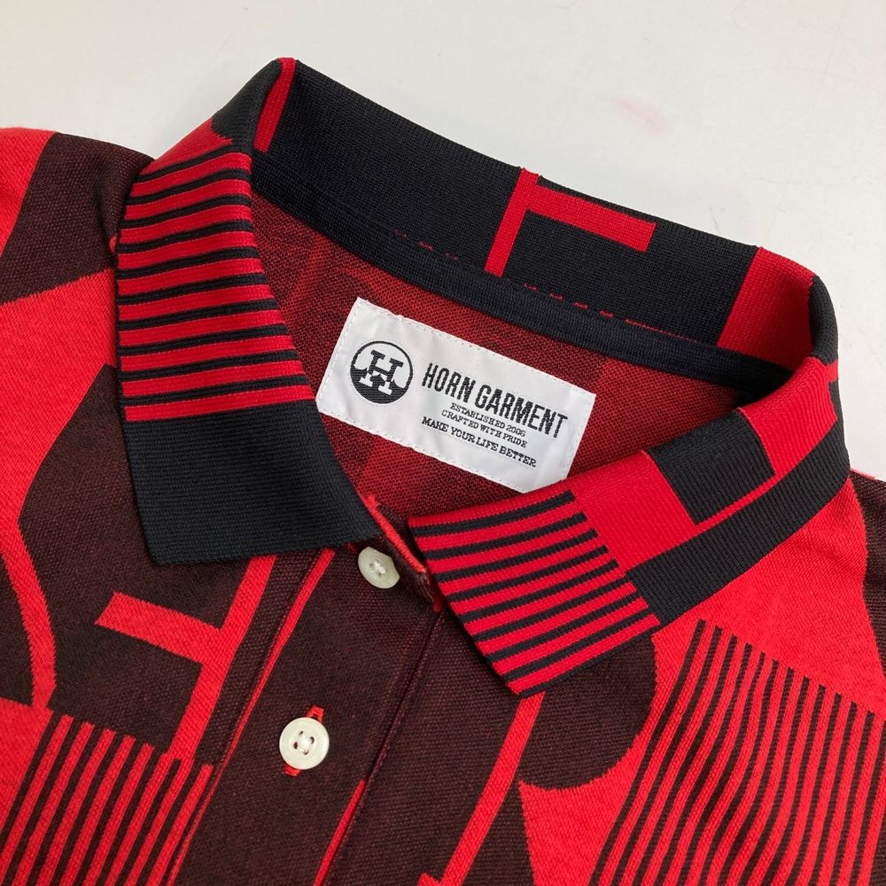 サイズ：38 HORN GMT ホーン ガーメント ワンピース 総柄 レッド系