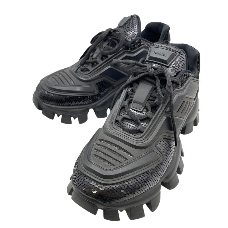 プラダ PRADA CLOUDBUSTスパンコールスニーカー 2EG293 ブラック テクニカルニットファブリック メンズ スニーカー