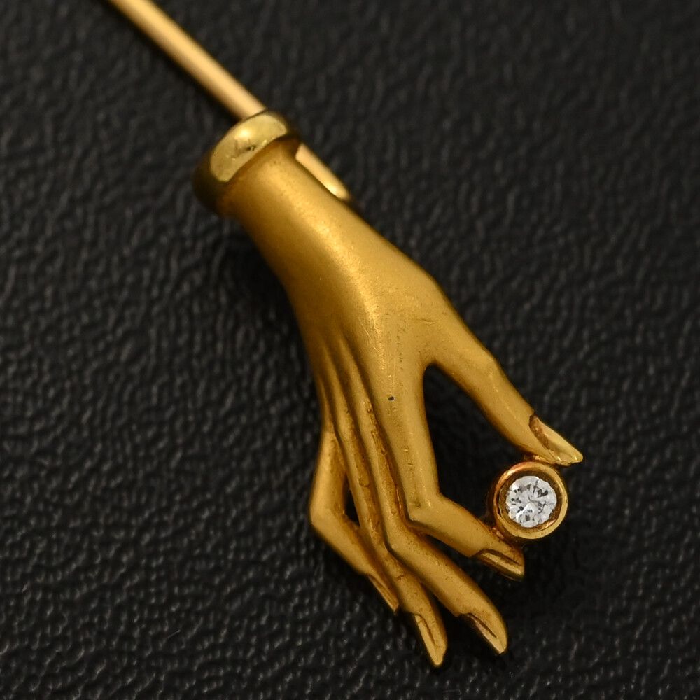 Carrera y Carrera カレライカレラ 2P･ダイヤモンドブローチ･ピンタック K18YG 750-3.6g ハンドモチーフ イエローゴールド A メンズ レディース 590504 SIROKUMA-CORPORATION_COM