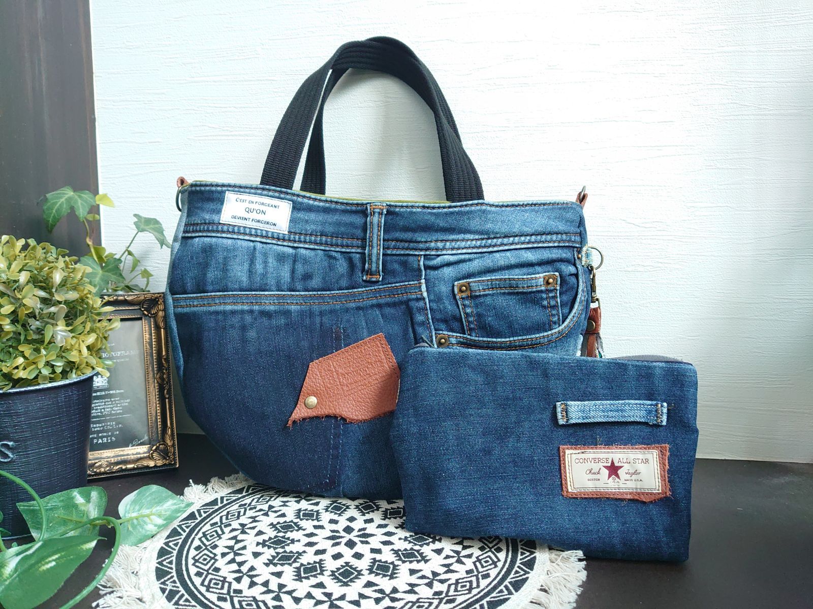 No.31 【DENIM❌帆布👖 半月型ハーフムーン🌙BAG❤️☆ポーチ