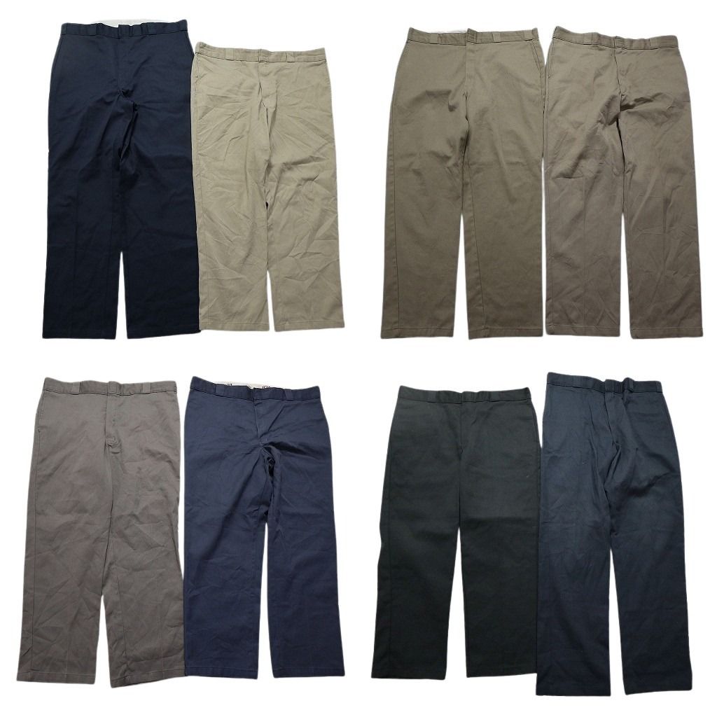 古着卸 まとめ売り ディッキーズ Dickies 874 ワーク パンツ 8枚セット メンズ 40 ノープリーツ センタークリース 古着 NB9782