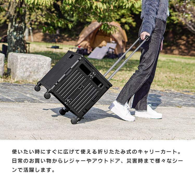大容量 キャリーカート 黒 キャリーカート キャリーワゴン 折りたたみ 軽量 大容量 65L カート