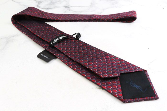 イヴ・サンローラン ブランド ネクタイ YSL 格子柄 シルク