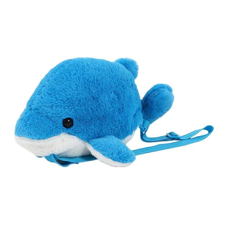【在庫セール】[アクセサリーショップピエナ]海の生き物 水族館 子供用 優しい手触り ふわふわ 長さ調節 ぬいぐるみリュック キッズ イルカ 0